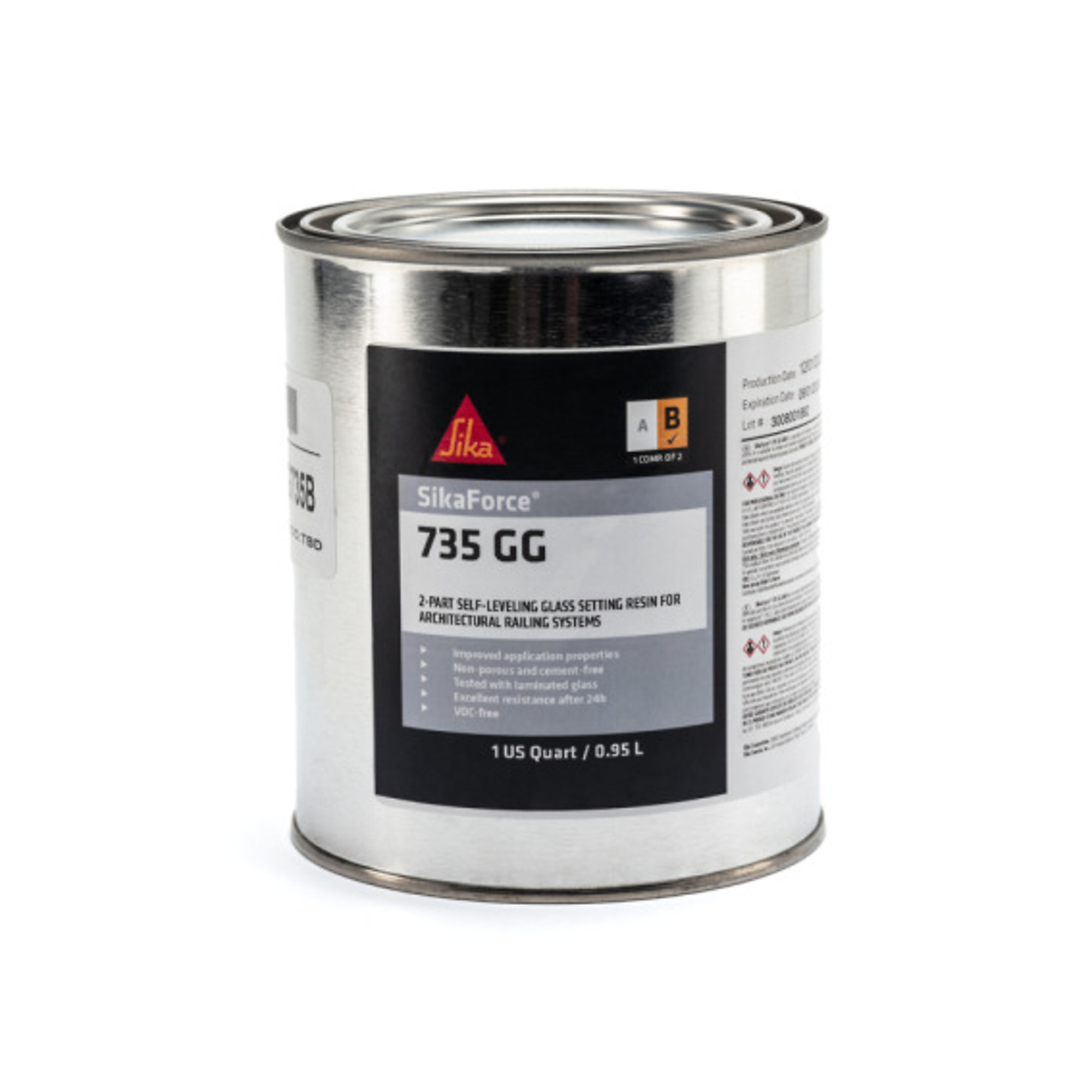 SikaForce 735 GG 2-Part, Self-Leveling, PU-Grout, Part B, 1 Quart Can, 6PK